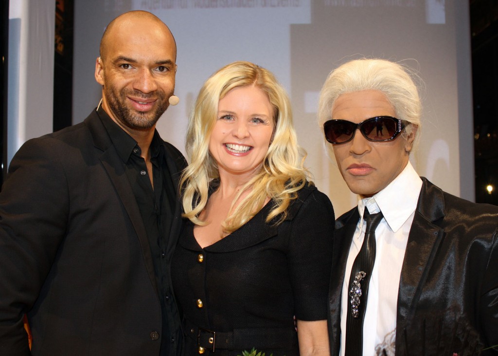 Anne mit Detlef Soost und Karl Lagerfeld Look alike